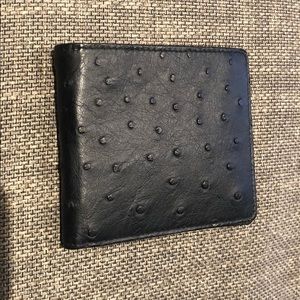 Men’s dark pewter blue ostrich leather wallet